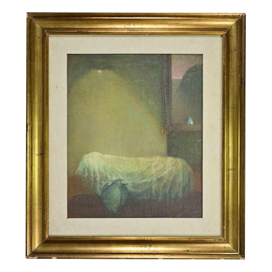 Giovanni Gromo, Interior, 1980s, Oil Painting on Canvas, Framed For Sale