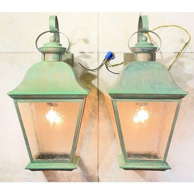 Pair of Vintage Solid Brass Lanterns - Timeless Elegance for Your Home For Sale - Image 9 of 18