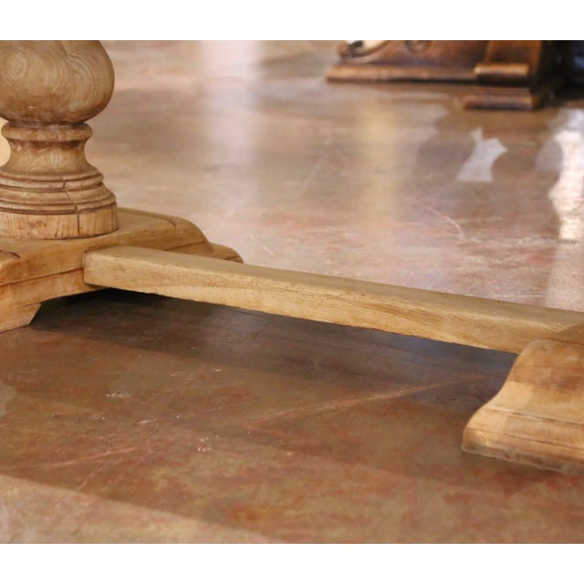 Tan 19th C. French Carved Bleached Oak Refectory Farm Dining Table For Sale - Image 8 of 12