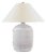 Chapman & Myers by Visual Comfort Signature Portis 32" Combed Round Table Lamp in White Washed Terracotta with Linen Shade For Sale