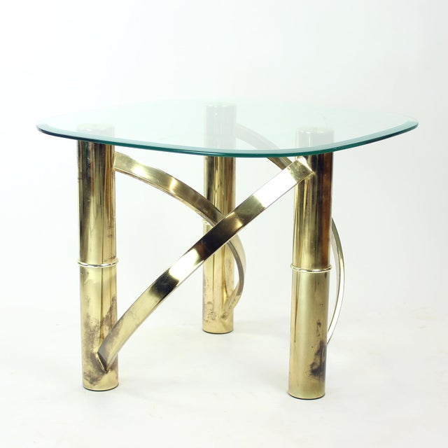 1970s Swirl Coffee Table in Brass and Glass, 1970s For Sale - Image 5 of 9
