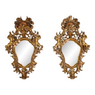 1940s Pair of French Carved Gilt Composite Mirrors French For Sale