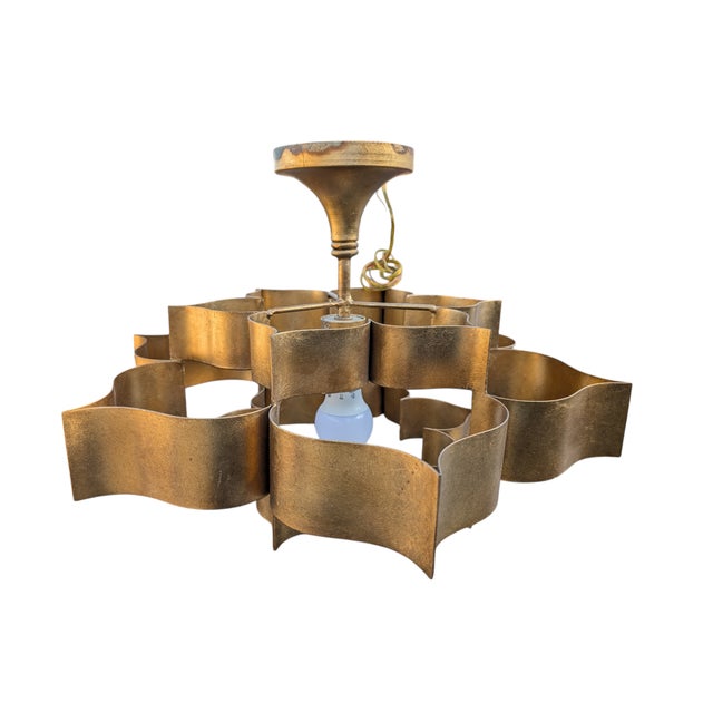 Currey & Company Grand Lotus 1 Light 20.25 Inch Antique Gold Leaf Chandelier Ceiling Light by Currey & Company For Sale - Image 4 of 6