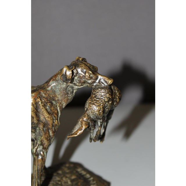 Metal 19th Century Greyhound with Hare from Pierre Jules Mene For Sale - Image 7 of 12