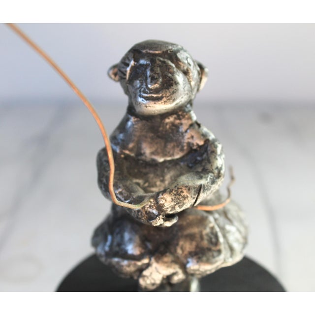 Silver Vintage Metal Sculpture of Girl Flying Copper Kite For Sale - Image 8 of 12