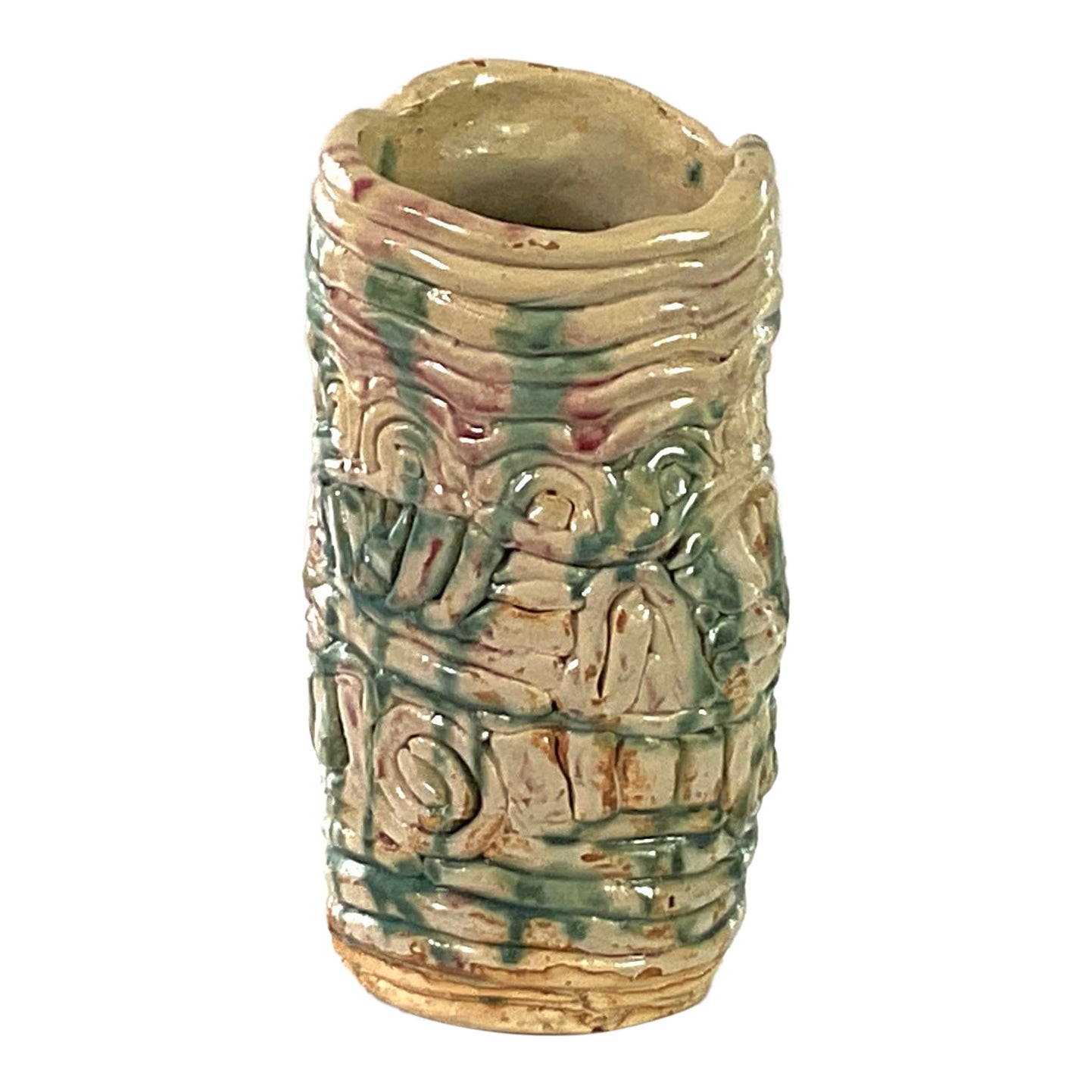 Vintage, Large, Studio Art Pottery Vase-Exposed Coil Rope, Wrap Design ...
