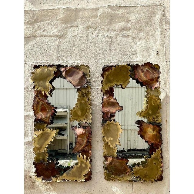 Mid 20th Century Vintage Mid-Century Modern Brutalist Torch Cut Abstract Mirror After Tom Greene For Sale - Image 5 of 10