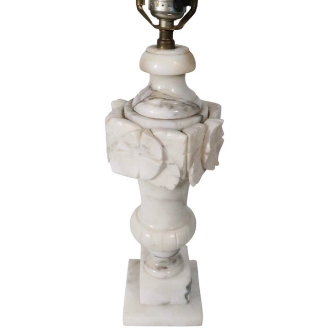 Mid 20th Century Italian Carved Marble Table Lamps - a Pair For Sale In New York - Image 6 of 14