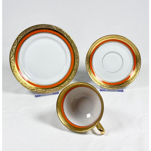 Vintage Tirschenreuth Bavaria Gold-Gilt Porcelain Tea Trio Set for 6, 18 Pieces For Sale - Image 4 of 8