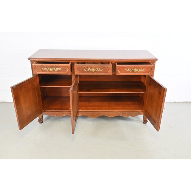 Kindel Furniture French Cherry Sideboard or Credenza, Newly Refinished For Sale - Image 9 of 13