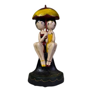 1920s Antique Hubley "Bathing Beauties" Cast Iron Doorstop by Anne Fish #250 For Sale