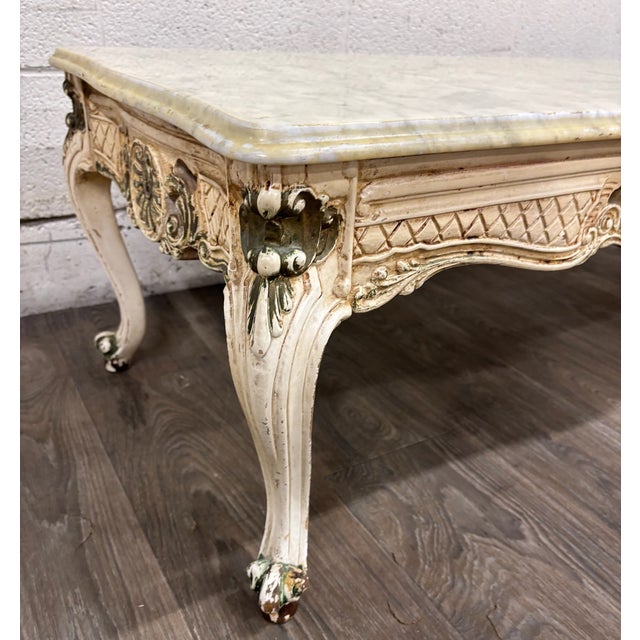 Vintage Italian Rococo Revival Marble Top Coffee Table For Sale In Kansas City - Image 6 of 11