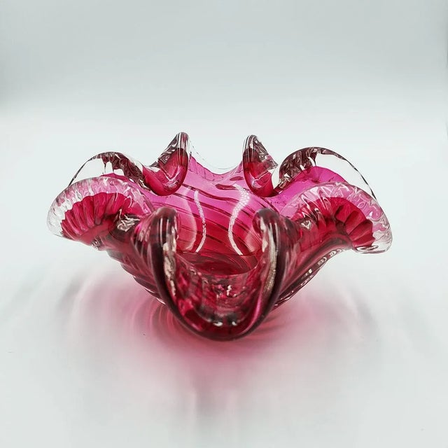 1960s Astonishing pink ashtray or catch-all in Murano Sommerso Glass. Made in Italy The item is in excellent condition....