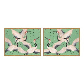 Babette Cleo & Estelle Diptych in Green by Willa Heart in Gold Frame, Medium Art Prints, Set of 2 For Sale