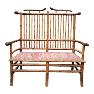 Antique 19th Century English Bamboo Bench For Sale