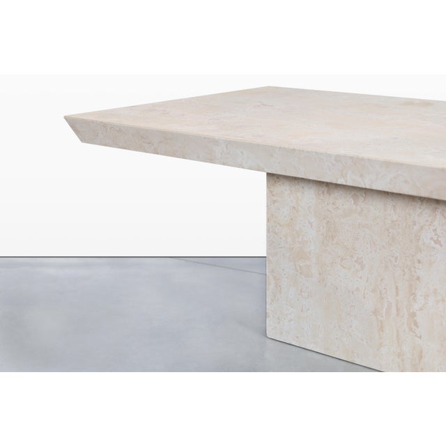 Beige 1980s Italian Modernist Travertine Dining Table For Sale - Image 8 of 12