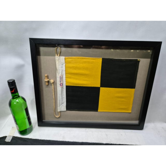 American Nautical Signal Flag of Letter "P" in Shadowbox Frame For Sale - Image 3 of 6