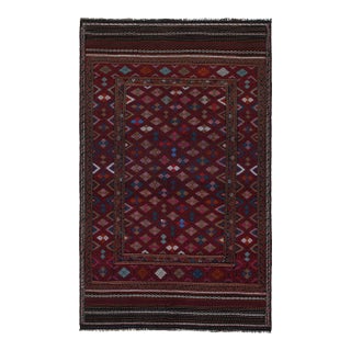 1950s Vintage Baluch Tribal Kilim in Red With Geometric Patterns, From Rug & Kilim For Sale