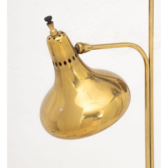 Mid-Century Modern Mid-Century Modern Brass Two-Branch Arc Floor Lamp For Sale - Image 3 of 6