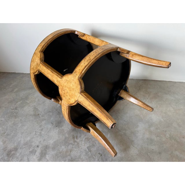 Vintage Maitland-Smith Faux Ostrich Leather Round Two-Tier End Table/ Sold For Sale - Image 10 of 12
