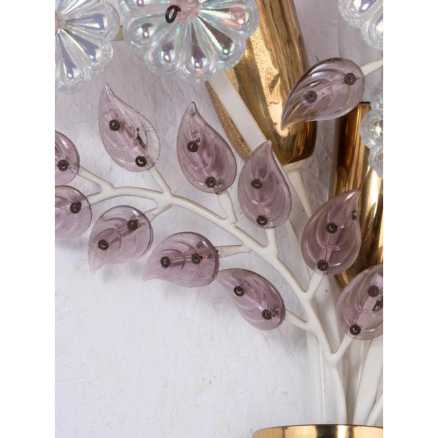 Wall Sconces with Crystal Flowers, Set of 2 For Sale - Image 6 of 9