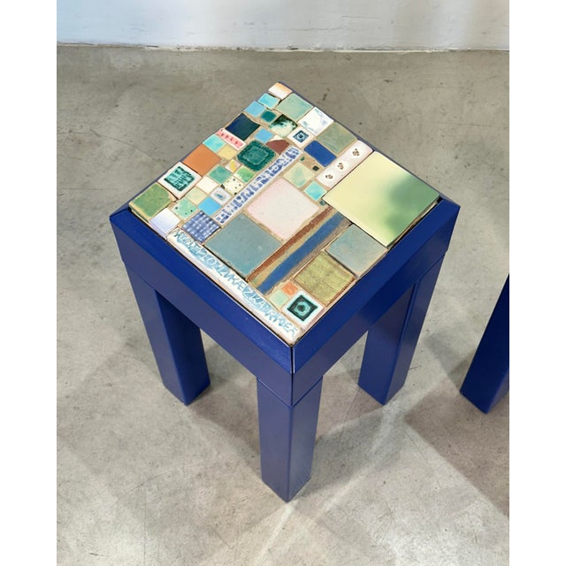 1980s Wooden and Ceramic Side Tables, 1980s, Set of 2 For Sale - Image 5 of 18