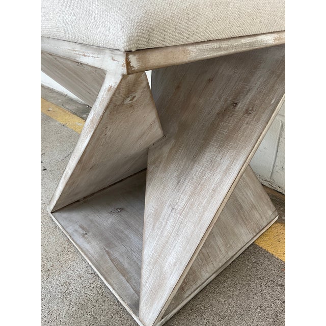 Organic Modern Gray Wood Asymmetrical Accent Stool For Sale - Image 4 of 4