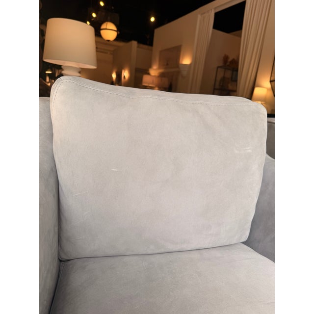 Light Blue Suede Club Chair For Sale - Image 9 of 14