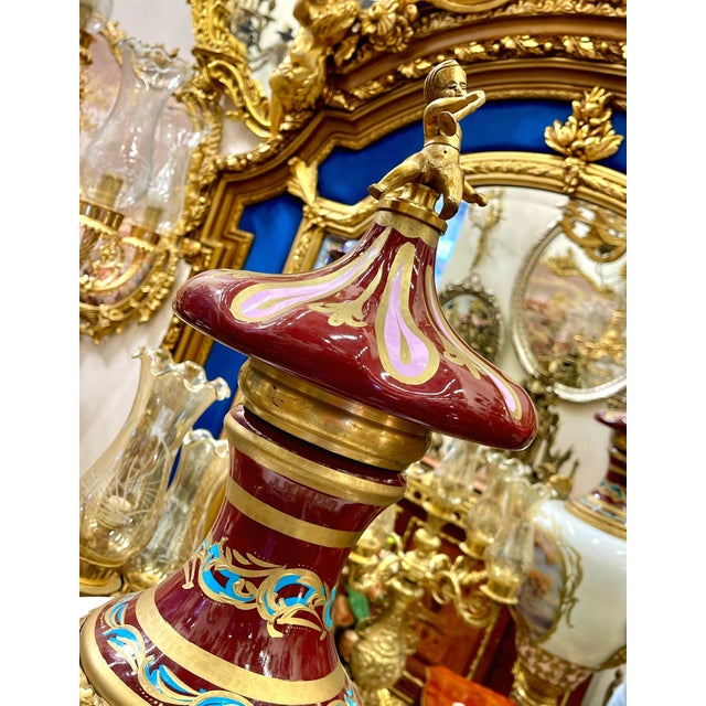 2020s French Porcelain Vase With Romantic Couple Scene & Cherub Finial – Gilt Bronze Mounted Vase For Sale - Image 5 of 5
