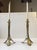 In the style of Richard Riemerschmid and Richard Mueller comes a pair of handmade brass candlesticks. Hammered and...