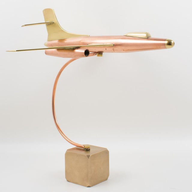 Brass and Copper Airplane Jet Aviation Model, France circa 1960 For Sale - Image 11 of 16