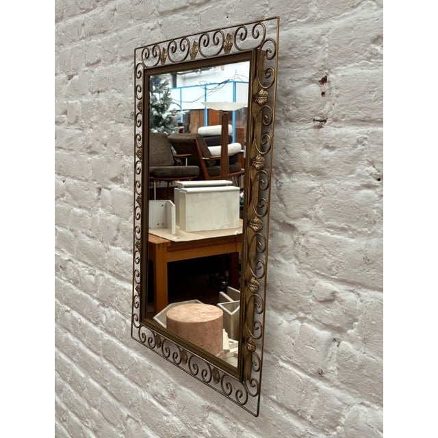 Rectangular Mirror with Brass Frame, 1960s For Sale - Image 6 of 7