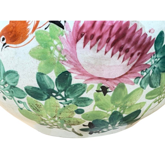 Vintage Chinese Famille Rose Bird & Peony Porcelain Jar Vase For Sale - Image 11 of 16