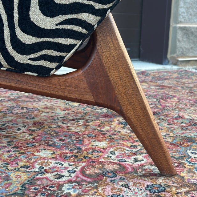 Sculptural Wing Chair by Adrian Pearsall for Craft Associates Inc. Model 2206 in Black & Beige Zebra Print For Sale - Image 10 of 12