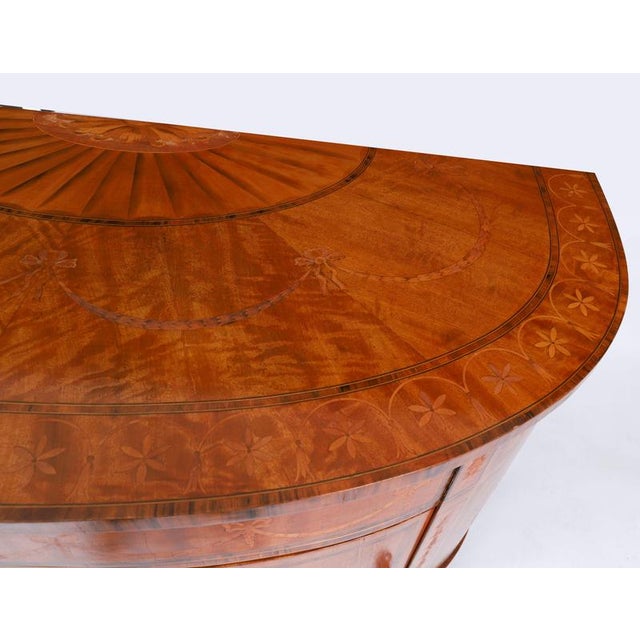 Antique English Sheraton Revival Satinwood and Marquetry Cabinet, 1900 For Sale - Image 13 of 18