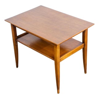 1960s Mid Century Modern Table Solid Wood End Side Nightstand Rectangular Vintage For Sale