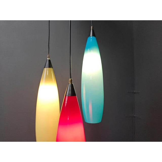 Vintage 3 Glass Pendant Lights from Vistosi, 1970s For Sale - Image 3 of 15