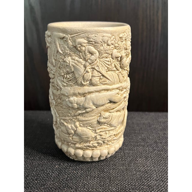 Antique White Carved Porcelain Cup With Hunting Scene For Sale - Image 8 of 8