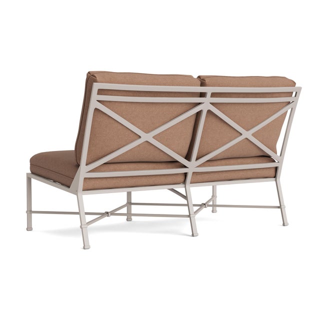 Not Yet Made - Made To Order Brown Jordan Venetian Armless Loveseat, Dove frame with Fusion Clay fabric For Sale - Image 5 of 11