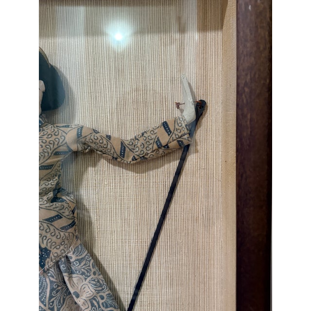 Vintage Indonesian Wayang Golek Puppets in Shadow Box Frames, Pair For Sale - Image 13 of 18