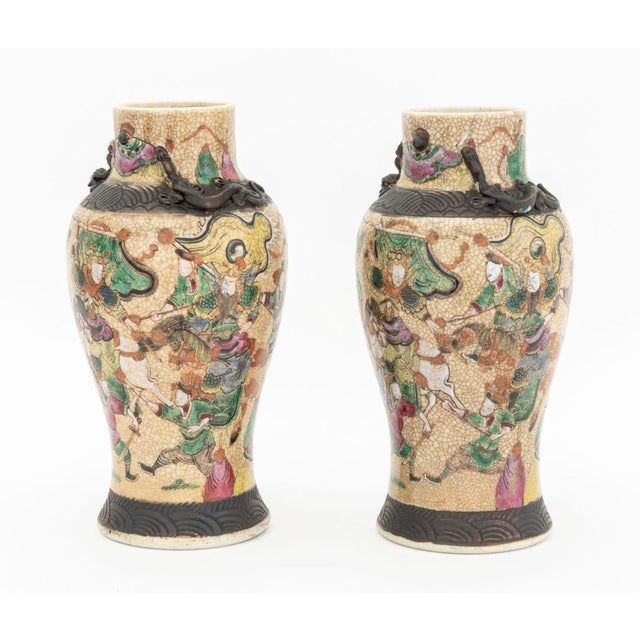 Chinese Nankin Porcelain Vases, Pair For Sale - Image 4 of 12