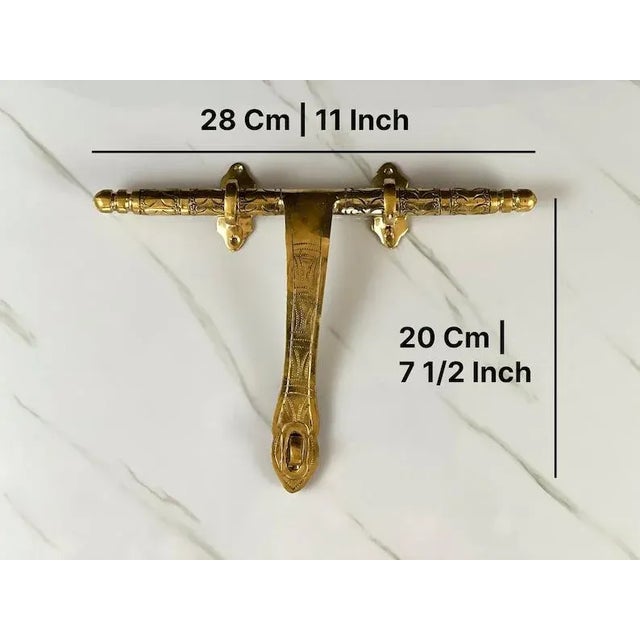 2020s Moroccan Engraved Brass Sliding Door Bolt Latch For Sale - Image 5 of 5