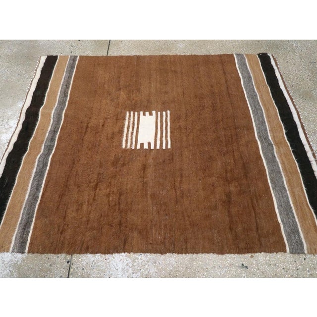 Mid 20th Century Galerie Shabab Collection Mid-20th Century Turkish Folk Accent Rug Handmade in Brown, Black, Ivory, and Grey For Sale - Image 5 of 9