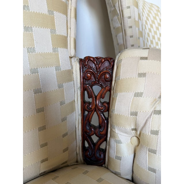 Vintage Regency Revival Carved Wood Armchairs – A Pair For Sale - Image 12 of 17