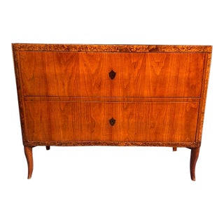 Handsome 19th Century German Walnut and Elmwood Biedermeier Commode For Sale