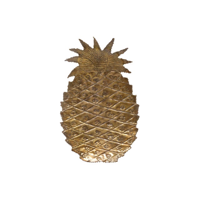 Vintage Gold Lacquered Steel Pineapple Tray For Sale