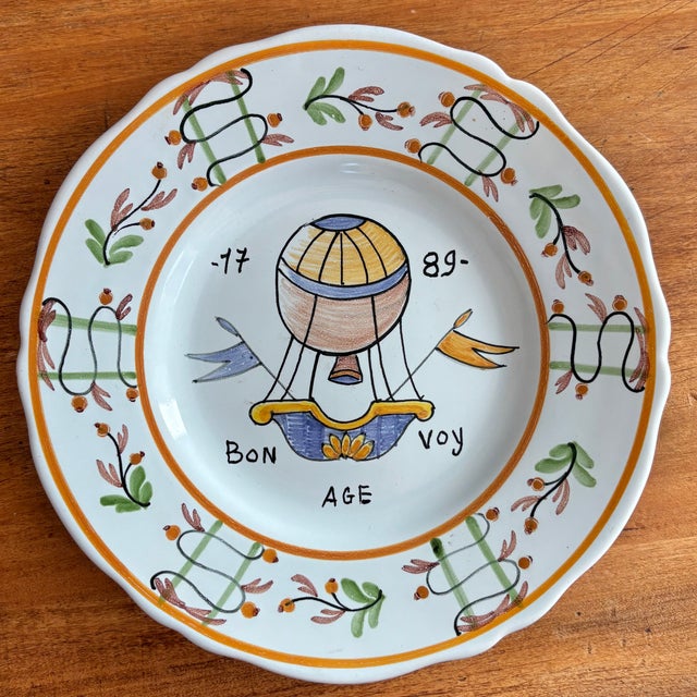 Vintage French Faience Decorative Plate For Sale - Image 6 of 6