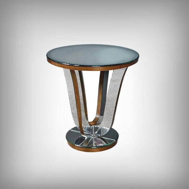Small Mirrored Glass & Walnut Side Table, 1940s For Sale - Image 15 of 15