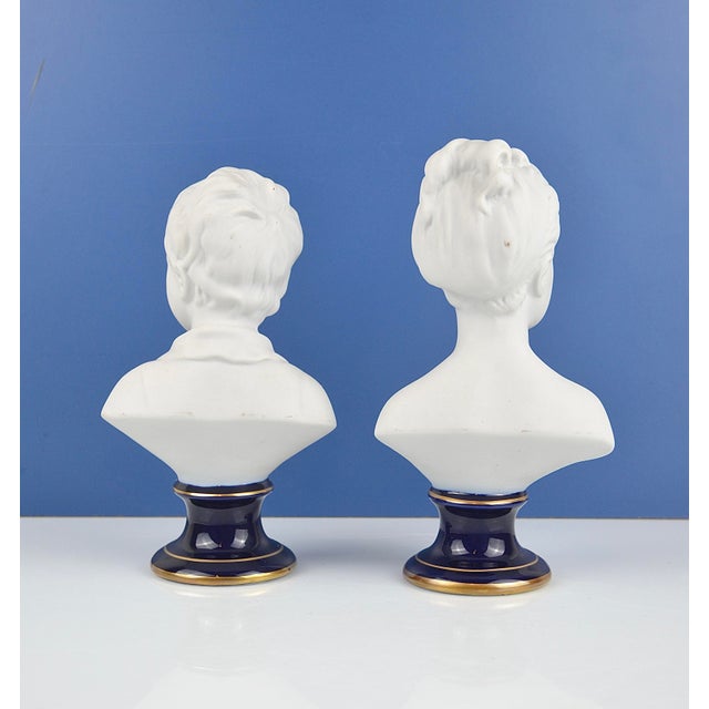 Elegant pair of French biscuit porcelain busts depicting the famous Brongniart children, Louise and Alexandre, after the...