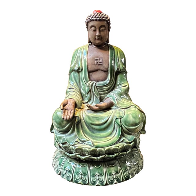 Chinese Rustic Ceramic Sitting Meditation Shakyamuni Buddha Statue For Sale